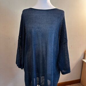 JJill open knit Women's Navy Sweater 2x